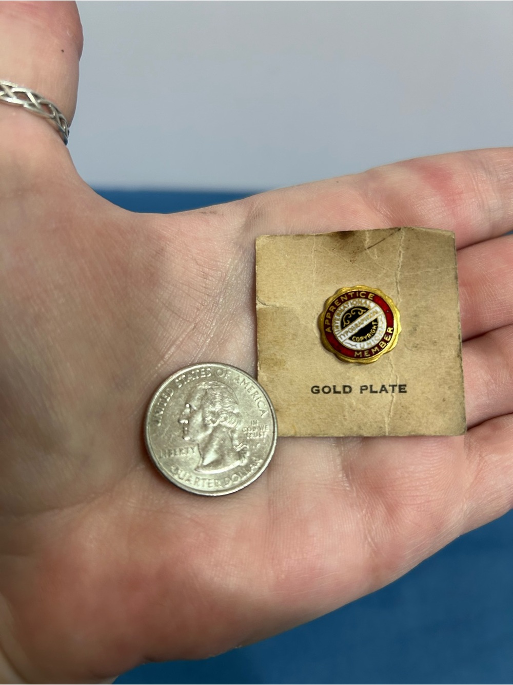 Vintage gold plated Apprentice Member international union Enamel Pin